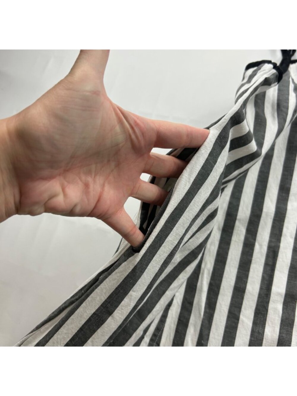 Shy Velvet Black Striped Linen Cami Dress S - Picture 3 of 7